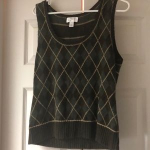 Loft Sweater Argyle Vest EUC